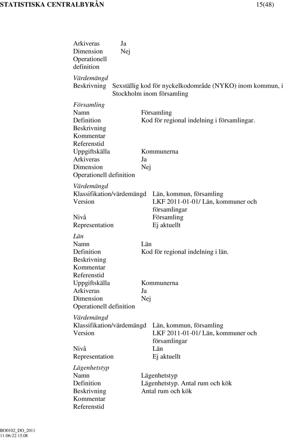 Kommunerna Klassifikation/värdemängd Län, kommun, församling Version LKF 2011-01-01/ Län, kommuner och församlingar Nivå Församling Representation Ej aktuellt Län