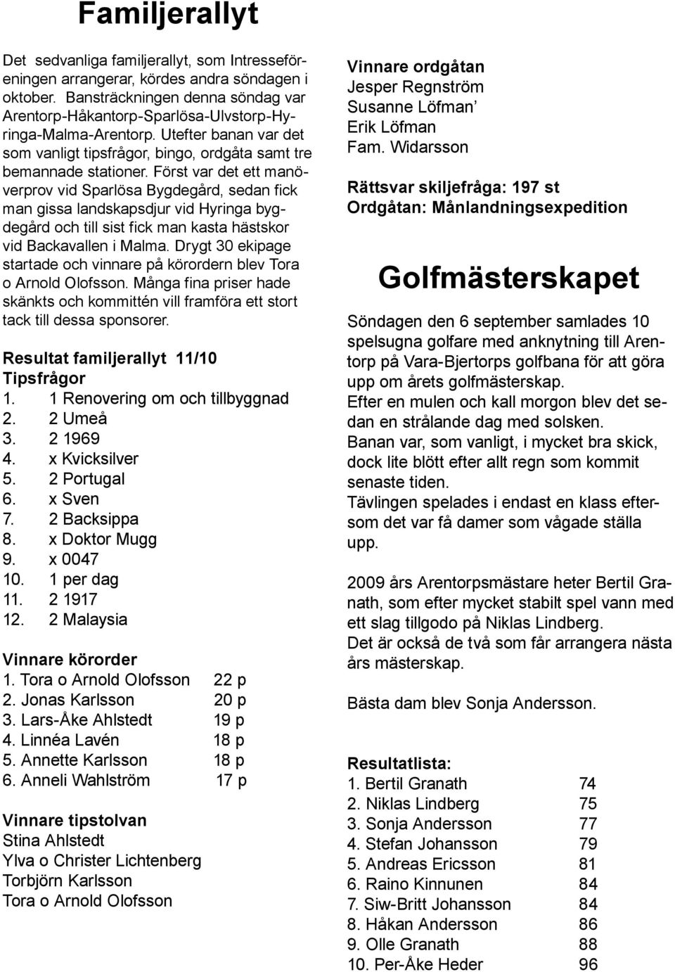 Först var det ett manöverprov vid Sparlösa Bygdegård, sedan fick man gissa landskapsdjur vid Hyringa bygdegård och till sist fick man kasta hästskor vid Backavallen i Malma.