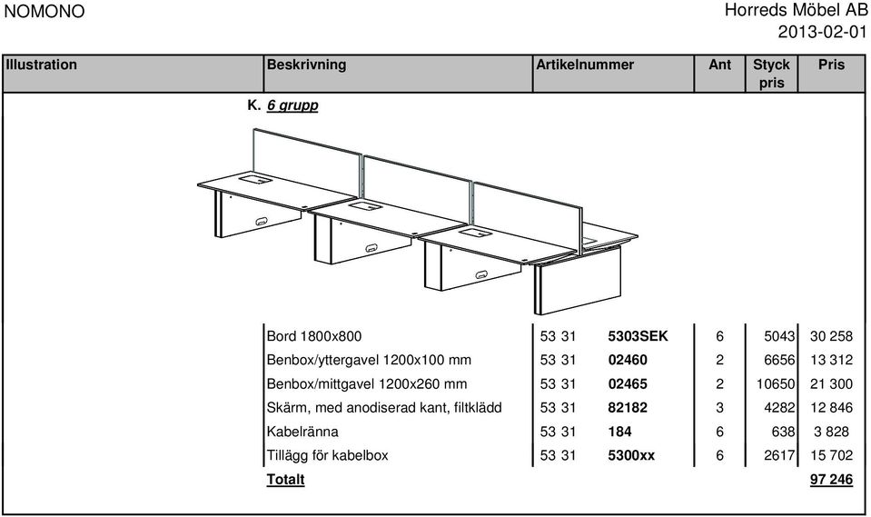 312 Benbox/mittgavel 12x26 mm 53 31 2465 2 165 21 3 Skärm, med anodiserad kant, filtklädd 53