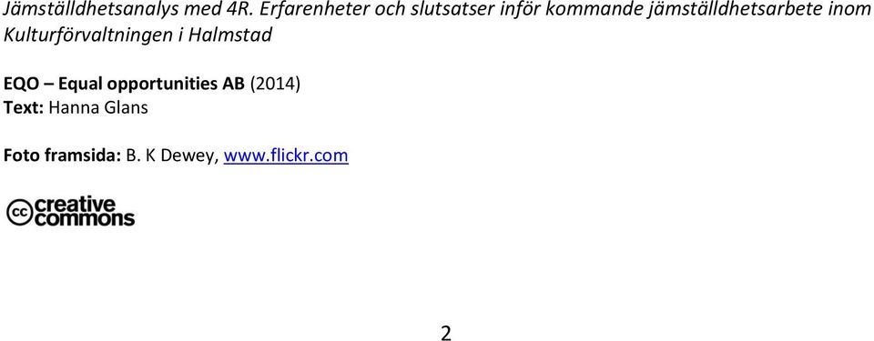 jämställdhetsarbete inom Kulturförvaltningen i Halmstad