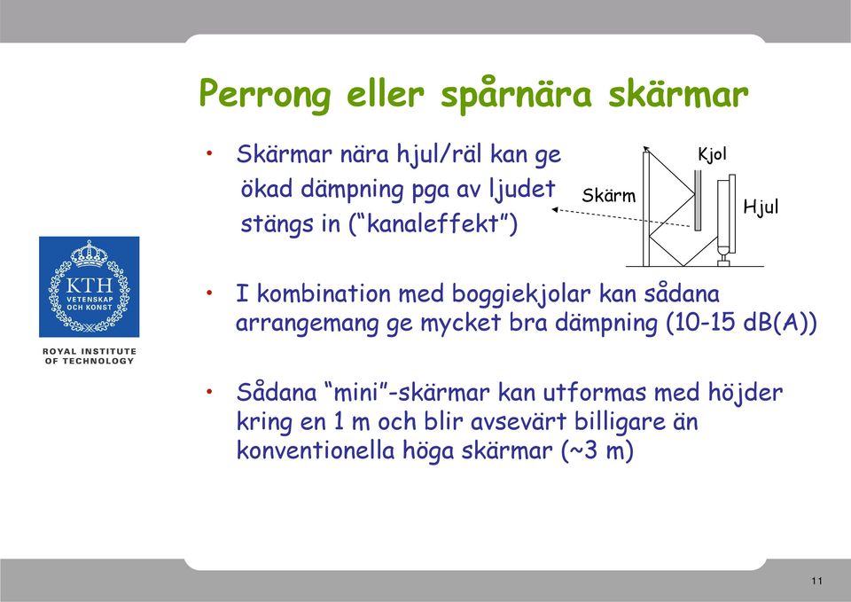 sådana arrangemang ge mycket bra dämpning (10-15 db(a)) Sådana mini -skärmar kan