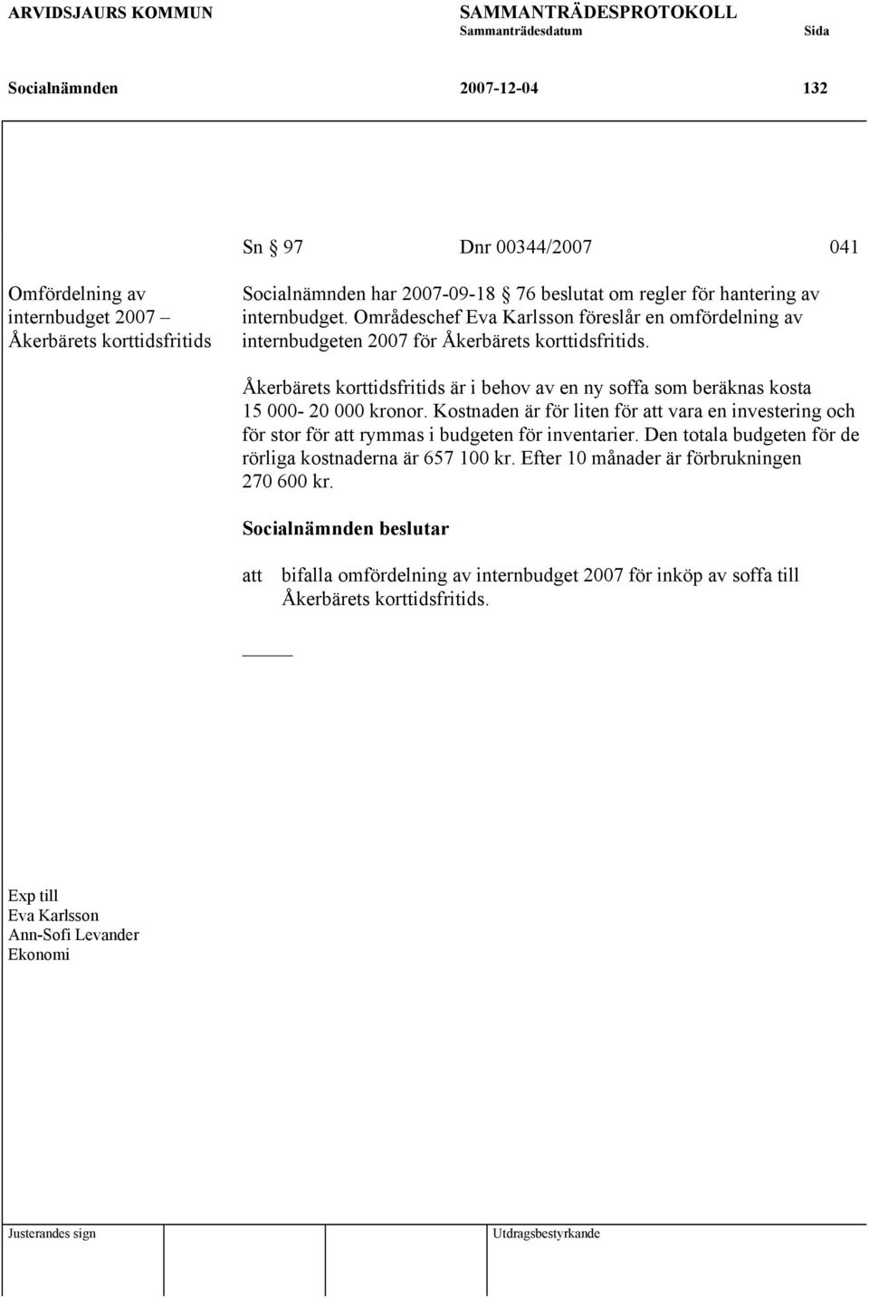 Åkerbärets korttidsfritids är i behov av en ny soffa som beräknas kosta 15 000-20 000 kronor.