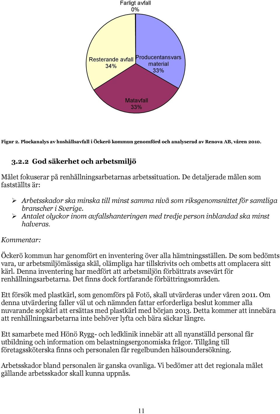 Antalet olyckor inom avfallshanteringen med tredje person inblandad ska minst halveras. Kommentar: Öckerö kommun har genomfört en inventering över alla hämtningsställen.