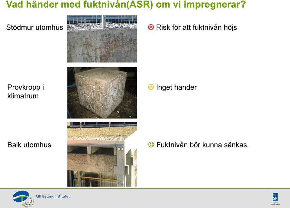 Stödmur utomhus Risk för att fuktnivån