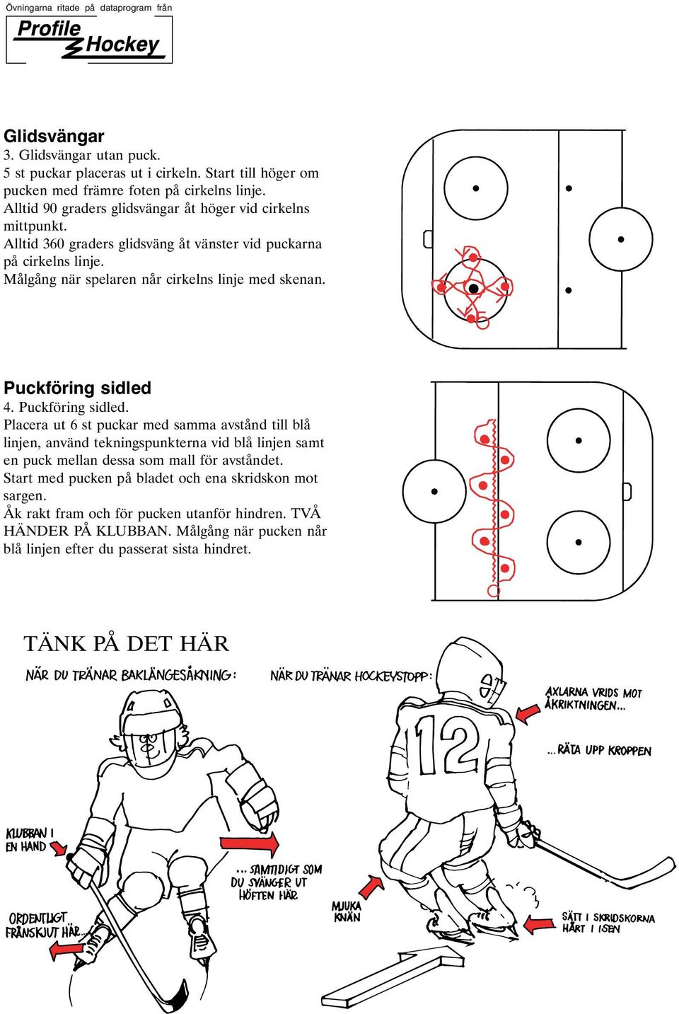 Puckföring sidled 4. Puckföring sidled. Placera ut 6 st puckar med samma avstånd till blå linjen, använd tekningspunkterna vid blå linjen samt en puck mellan dessa som mall för avståndet.