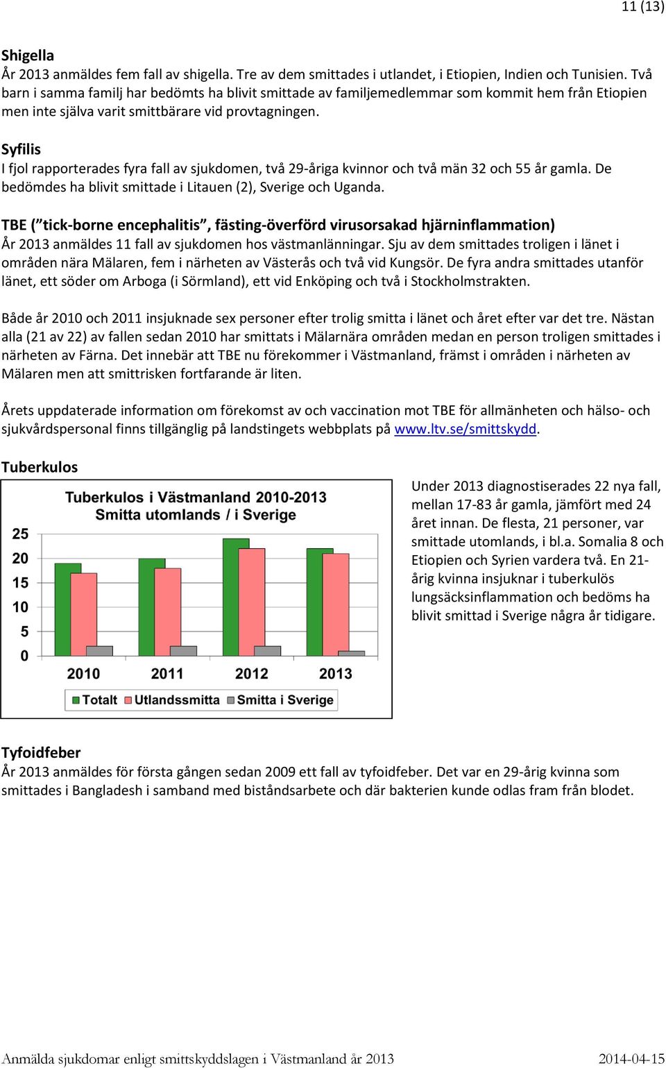 Syfilis I fjol rapporterades fyra fall av sjukdomen, två 29-åriga kvinnor och två män 32 och 55 år gamla. De bedömdes ha blivit smittade i Litauen (2), Sverige och Uganda.