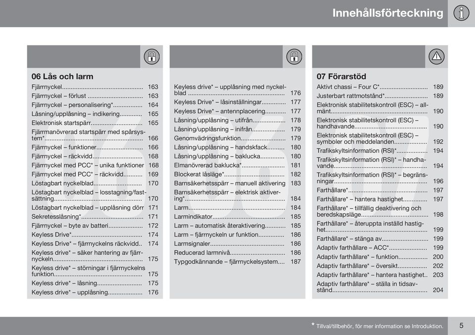 .. 169 Löstagbart nyckelblad... 170 Löstagbart nyckelblad losstagning/fastsättning... 170 Löstagbart nyckelblad upplåsning dörr 171 Sekretesslåsning*... 171 Fjärrnyckel byte av batteri.