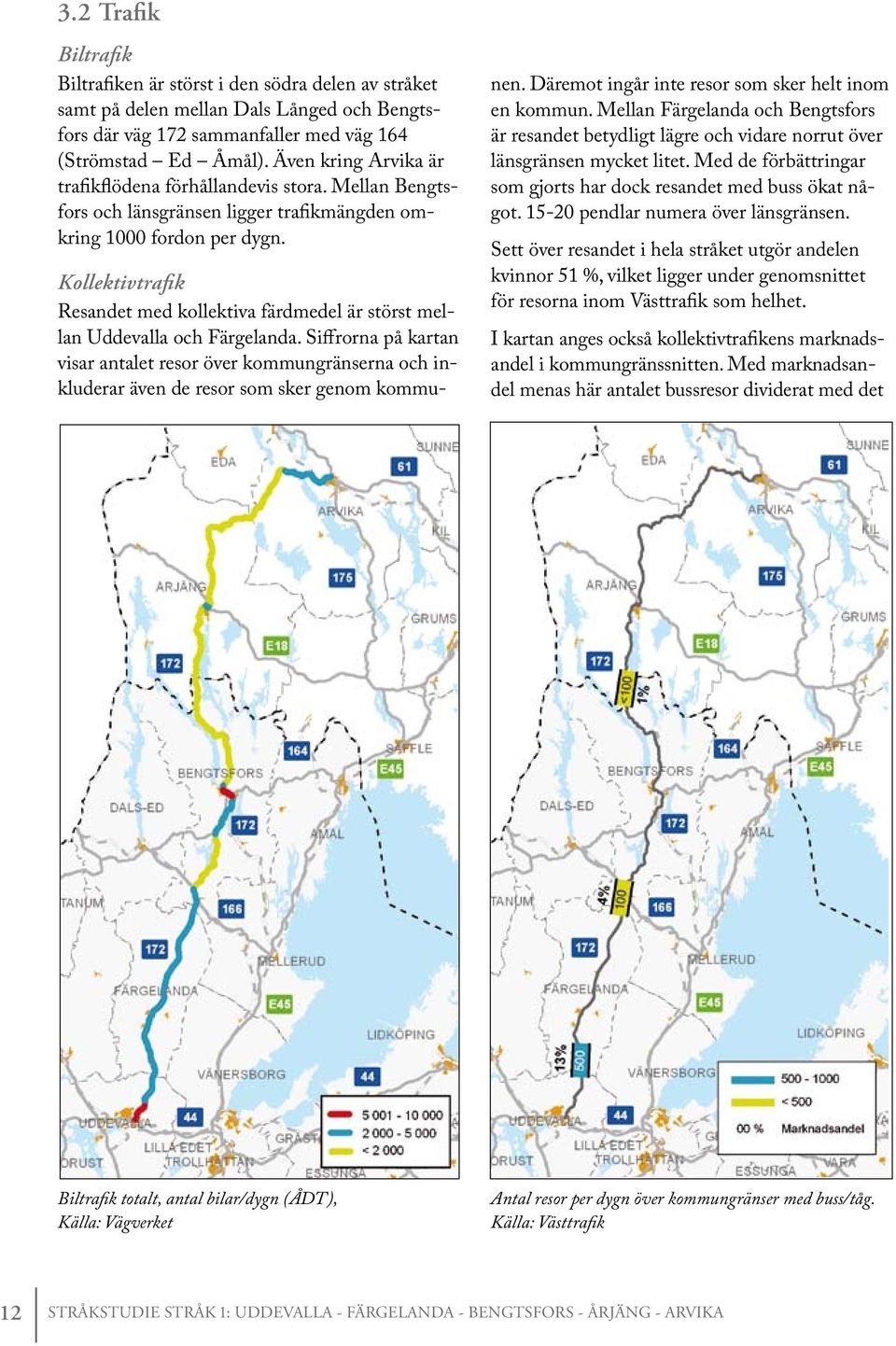 Kollektivtrafik Resandet med kollektiva färdmedel är störst mellan Uddevalla och Färgelanda.