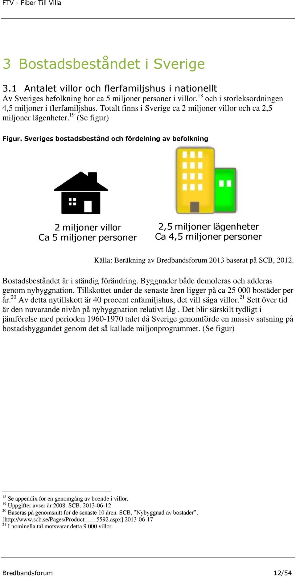 Sveriges bostadsbestånd och fördelning av befolkning 2 miljoner villor Ca 5 miljoner personer 2,5 miljoner lägenheter Ca 4,5 miljoner personer Källa: Beräkning av Bredbandsforum 2013 baserat på SCB,