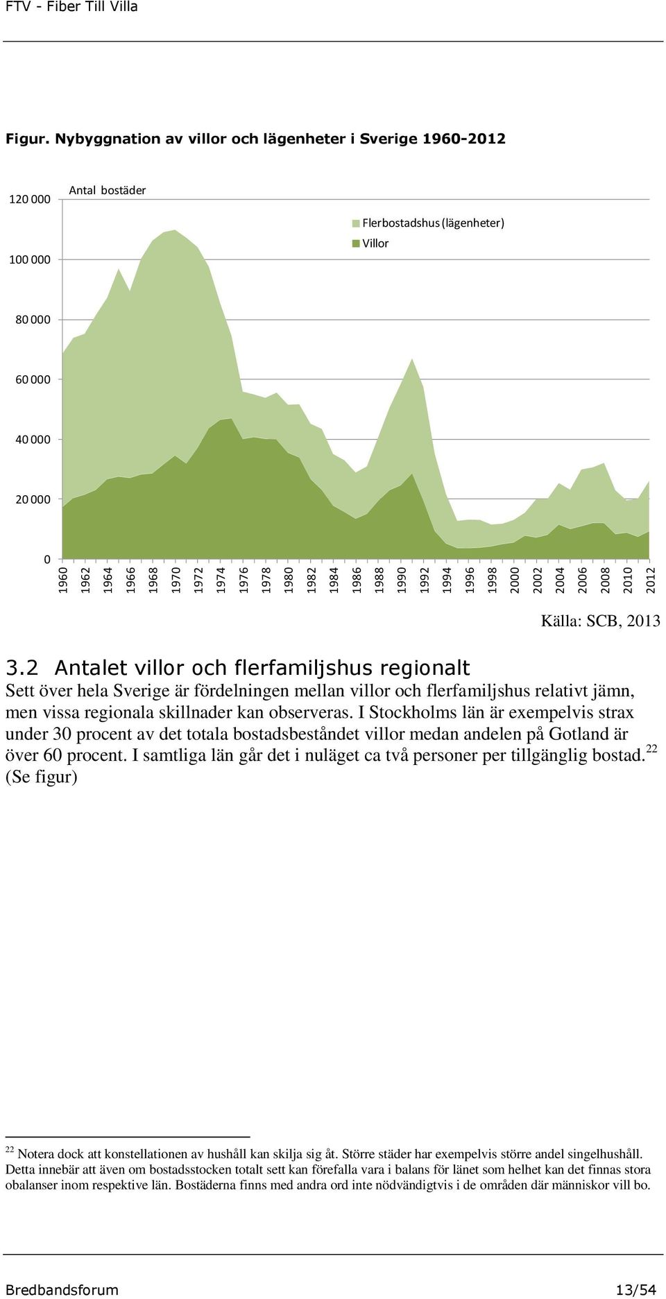 2 Antalet villor och flerfamiljshus regionalt Sett över hela Sverige är fördelningen mellan villor och flerfamiljshus relativt jämn, men vissa regionala skillnader kan observeras.