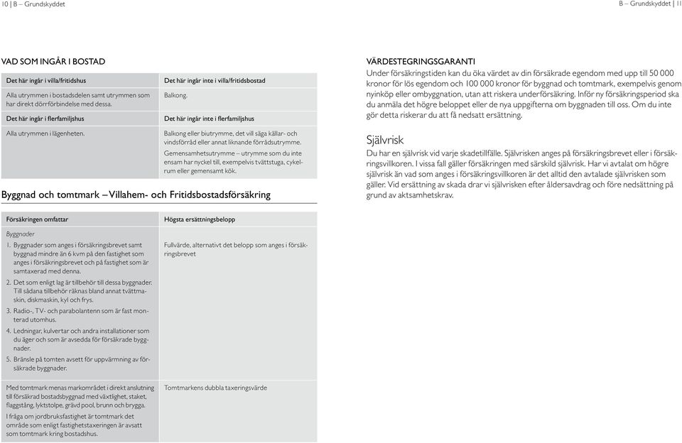 Det här ingår inte i flerfamiljshus Värdestegringsgaranti Under försäkringstiden kan du öka värdet av din försäkrade egendom med upp till 50 000 kronor för lös egendom och 100 000 kronor för byggnad