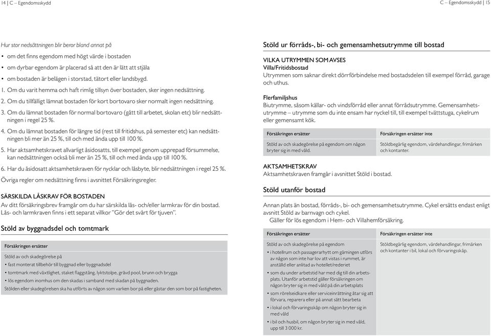 Om du tillfälligt lämnat bostaden för kort bortovaro sker normalt ingen nedsättning. 3. Om du lämnat bostaden för normal bortovaro (gått till arbetet, skolan etc) blir nedsättningen i regel 25 %. 4.