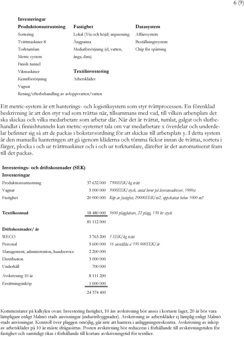 ett hanterings- och logistiksystem som styr tvättprocessen.