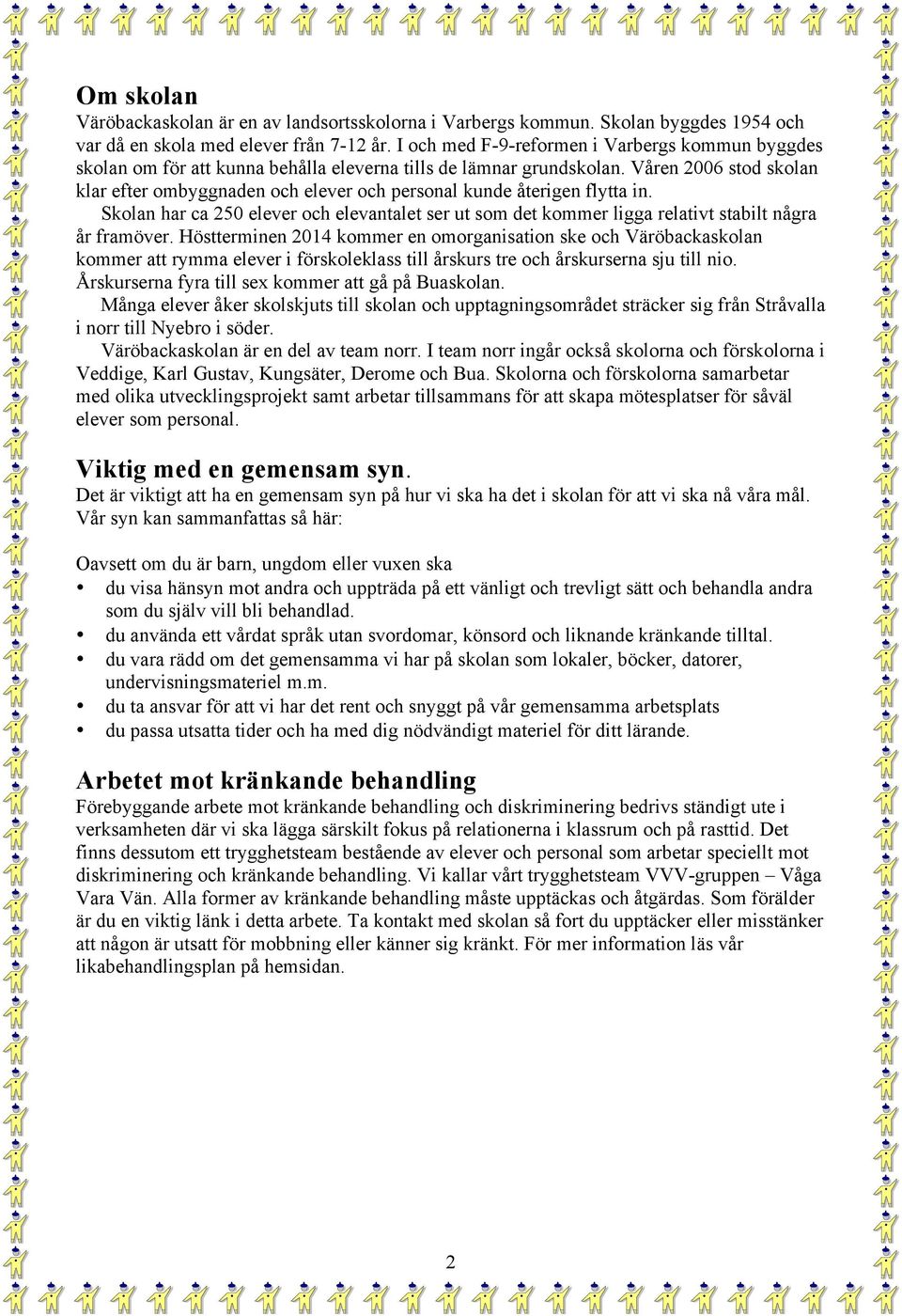 Våren 2006 stod skolan klar efter ombyggnaden och elever och personal kunde återigen flytta in. Skolan har ca 250 elever och elevantalet ser ut som det kommer ligga relativt stabilt några år framöver.