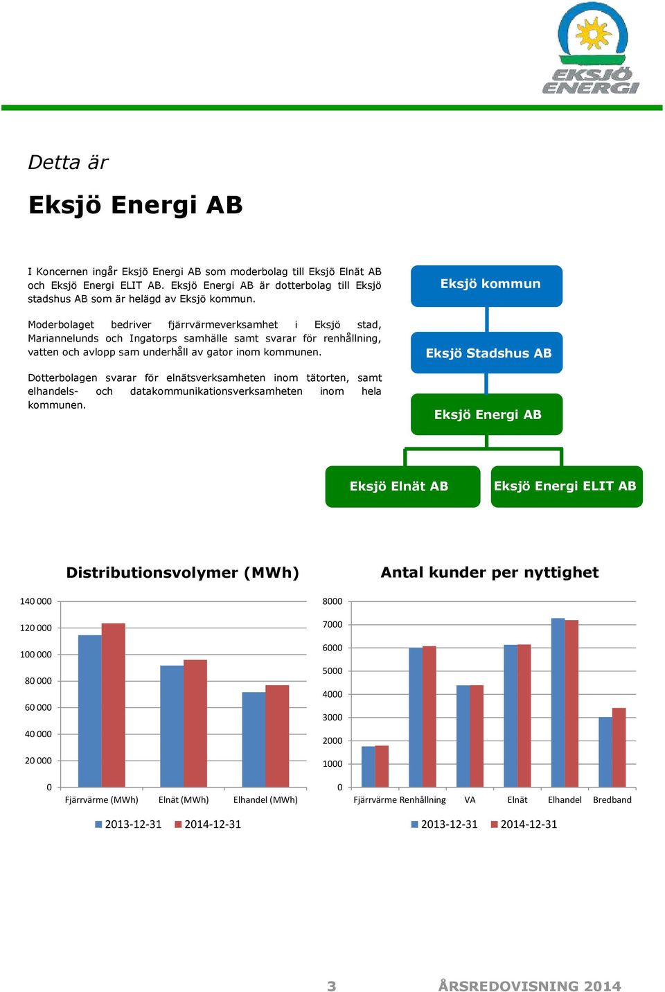 Dotterbolagen svarar för elnätsverksamheten inom tätorten, samt elhandels- och datakommunikationsverksamheten inom hela kommunen.