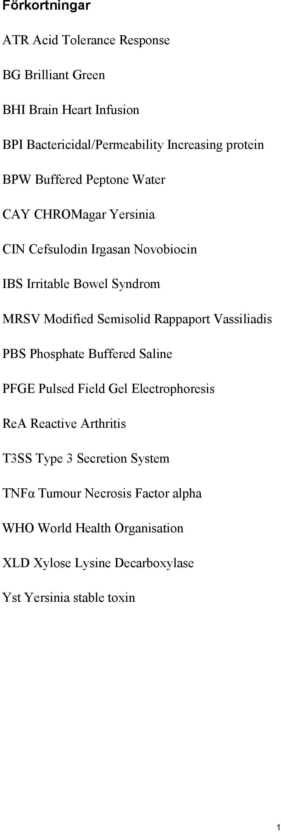 Semisolid Rappaport Vassiliadis PBS Phosphate Buffered Saline PFGE Pulsed Field Gel Electrophoresis ReA Reactive Arthritis T3SS Type