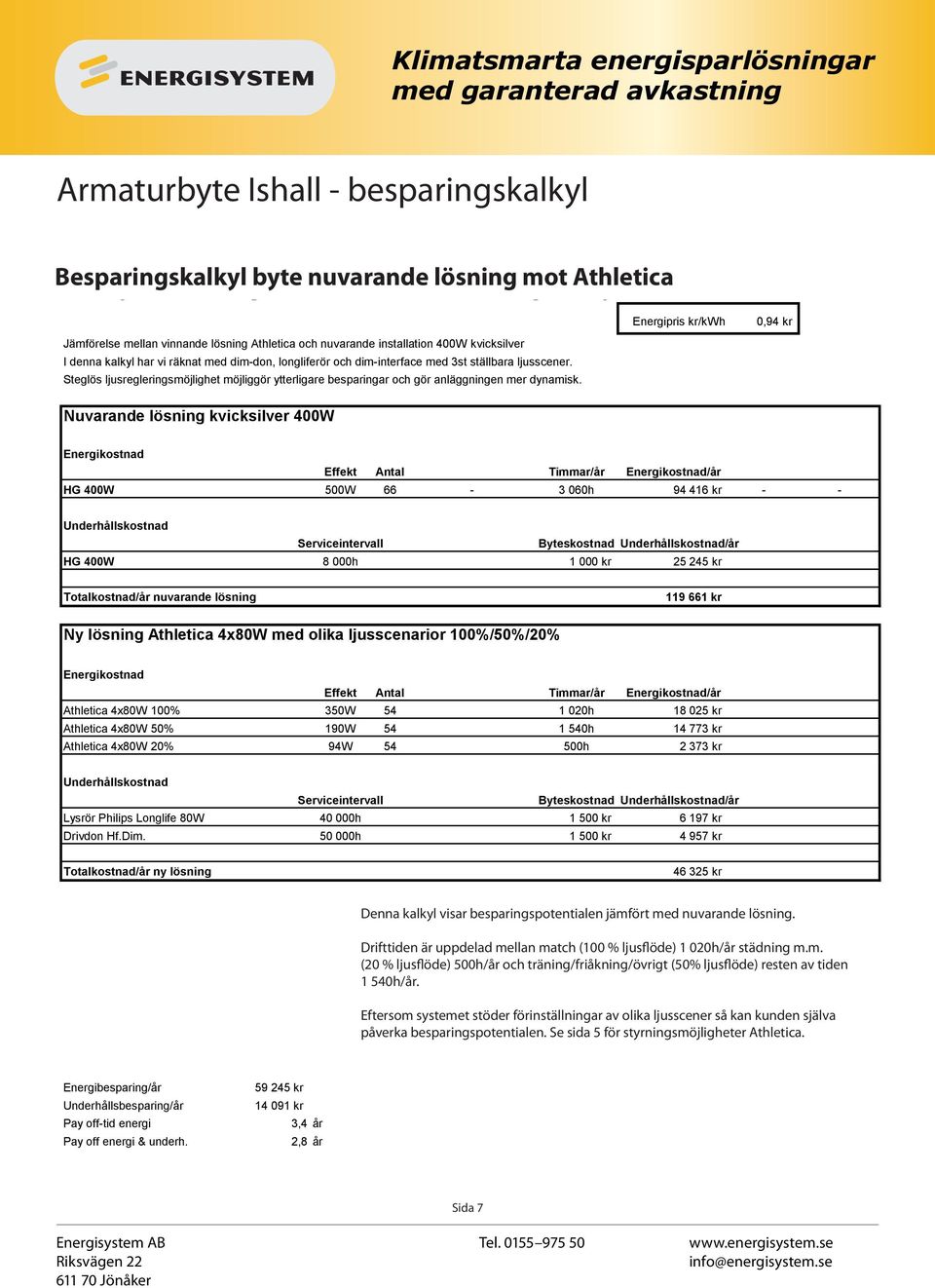 Steglös ljusregleringsmöjlighet möjliggör ytterligare besparingar och gör anläggningen mer dynamisk.