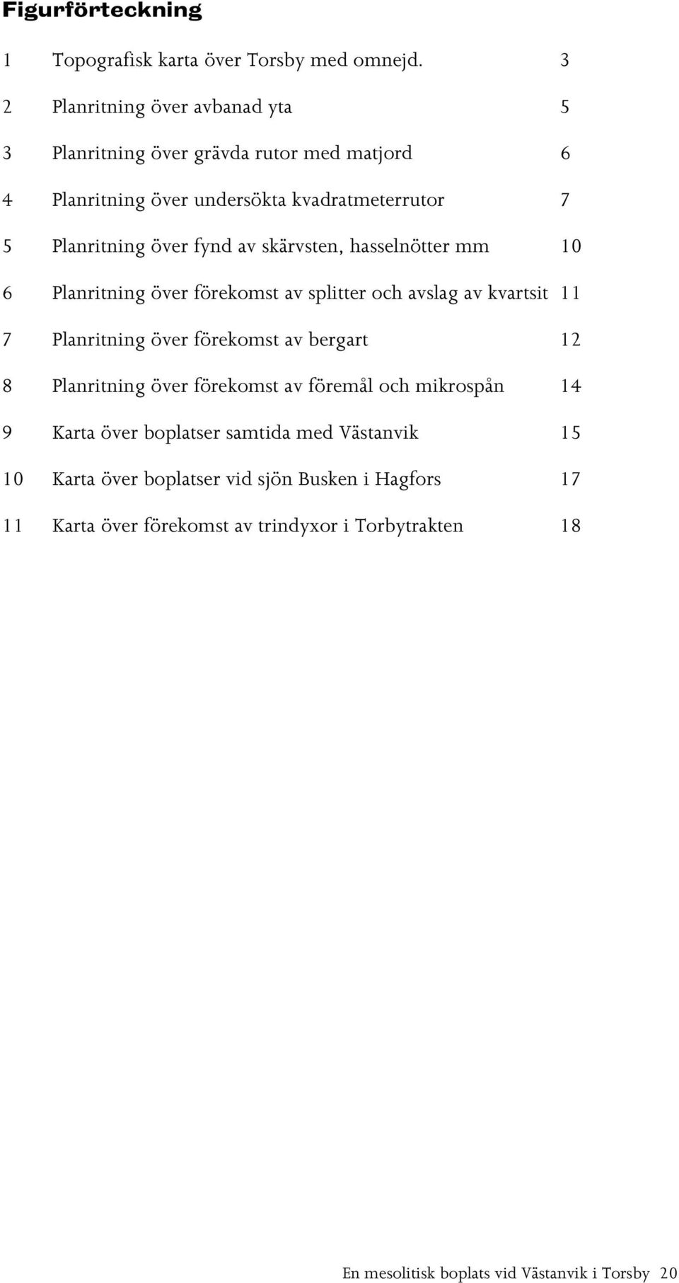 av skärvsten, hasselnötter mm 10 6 Planritning över förekomst av splitter och avslag av kvartsit 11 7 Planritning över förekomst av bergart 12 8