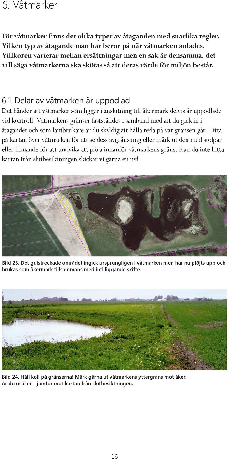 1 Delar av våtmarken är uppodlad Det händer att våtmarker som ligger i anslutning till åkermark delvis är uppodlade vid kontroll.
