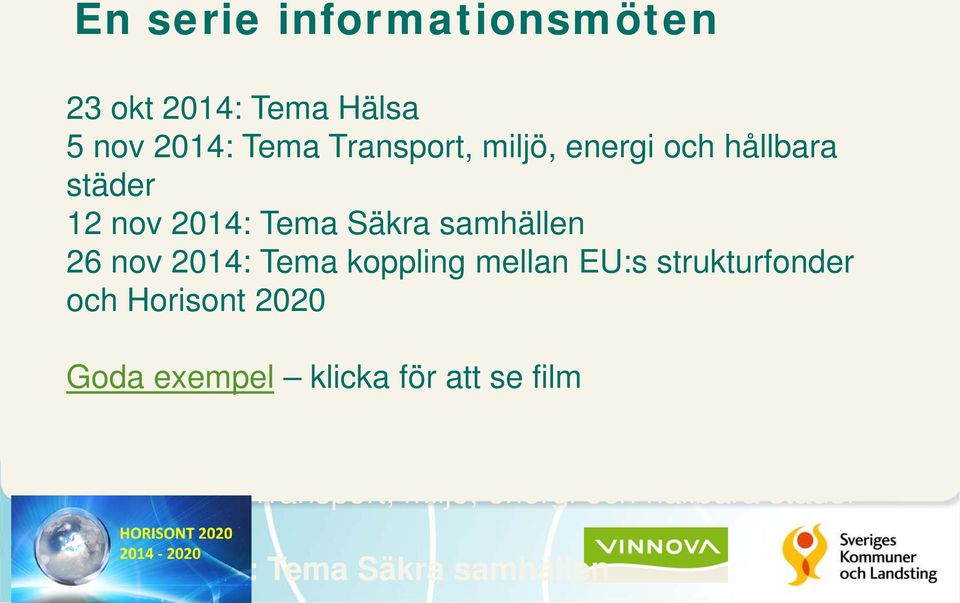 koppling mellan EU:s strukturfonder och Horisont 2020 Goda exempel klicka för att se