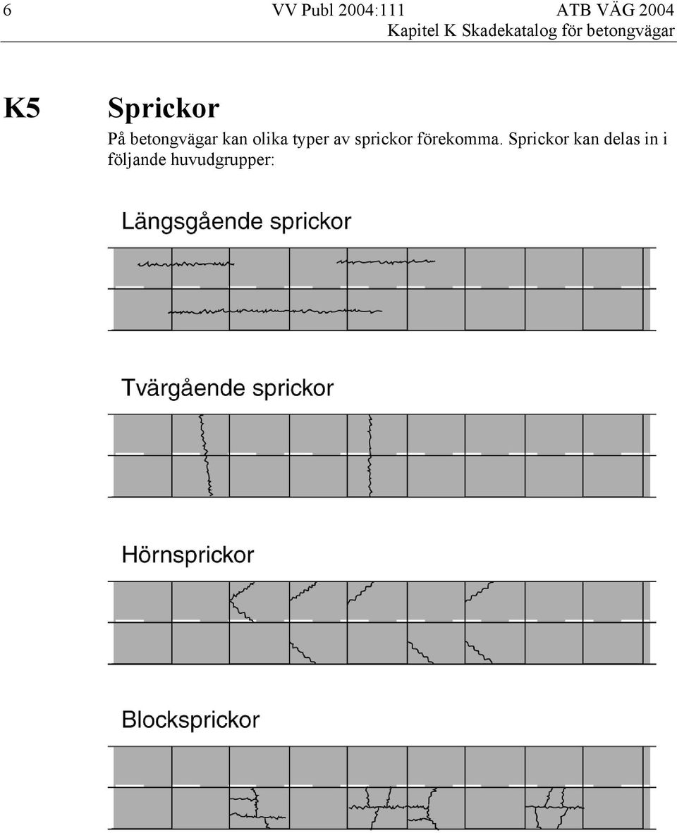 typer av sprickor förekomma.