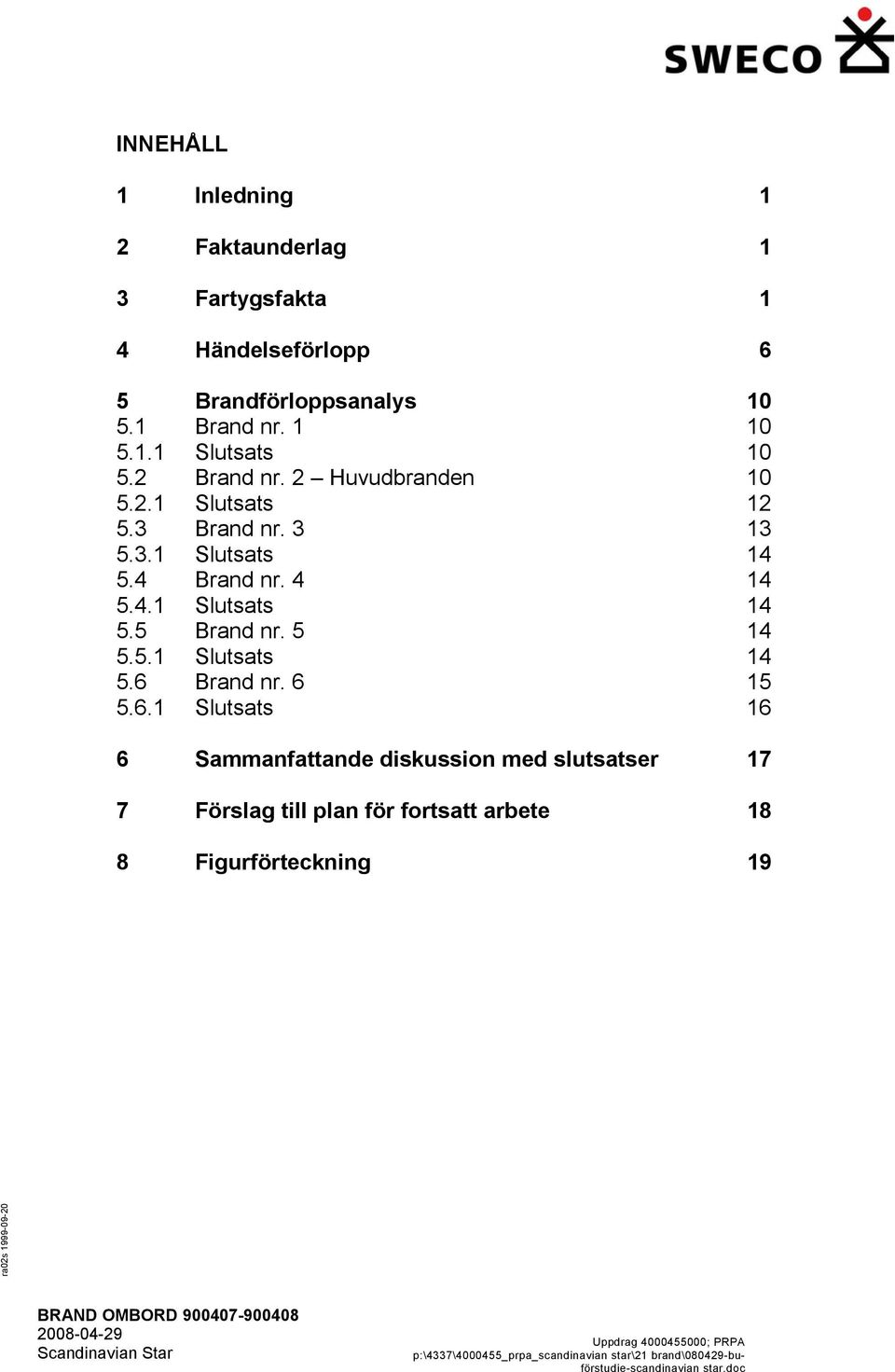 4 14 5.4.1 Slutsats 14 5.5 Brand nr. 5 14 5.5.1 Slutsats 14 5.6 