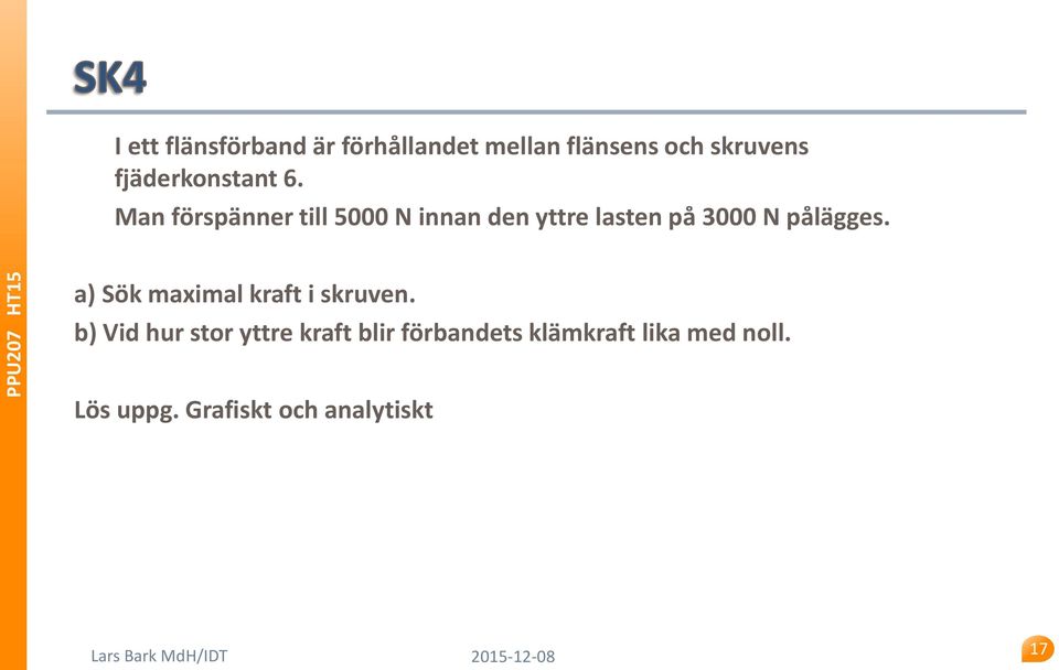 Man örpänner tll 5000 N nnan den yttre laten på 3000 N pålägge.