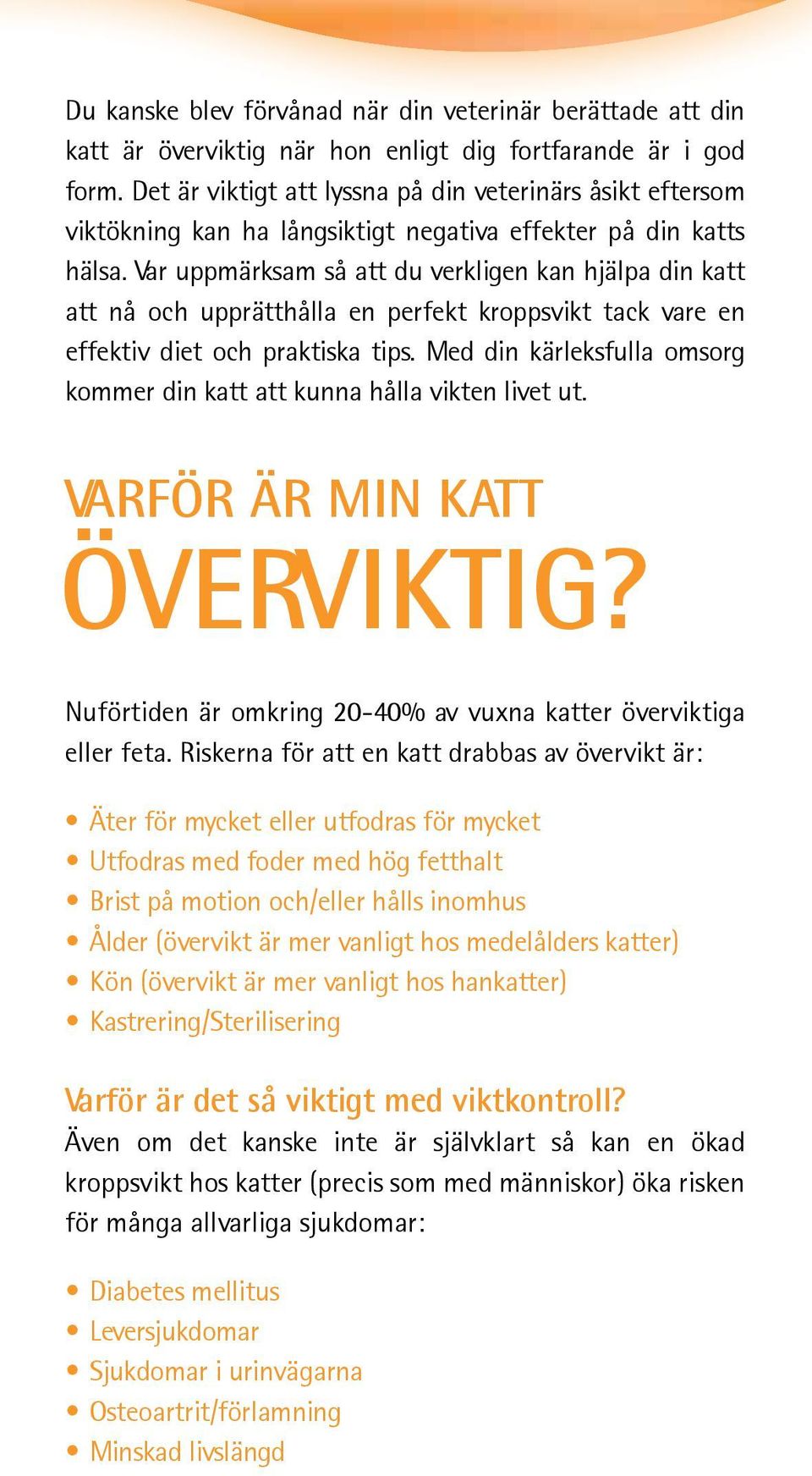 Var uppmärksam så att du verkligen kan hjälpa din katt att nå och upprätthålla en perfekt kroppsvikt tack vare en effektiv diet och praktiska tips.