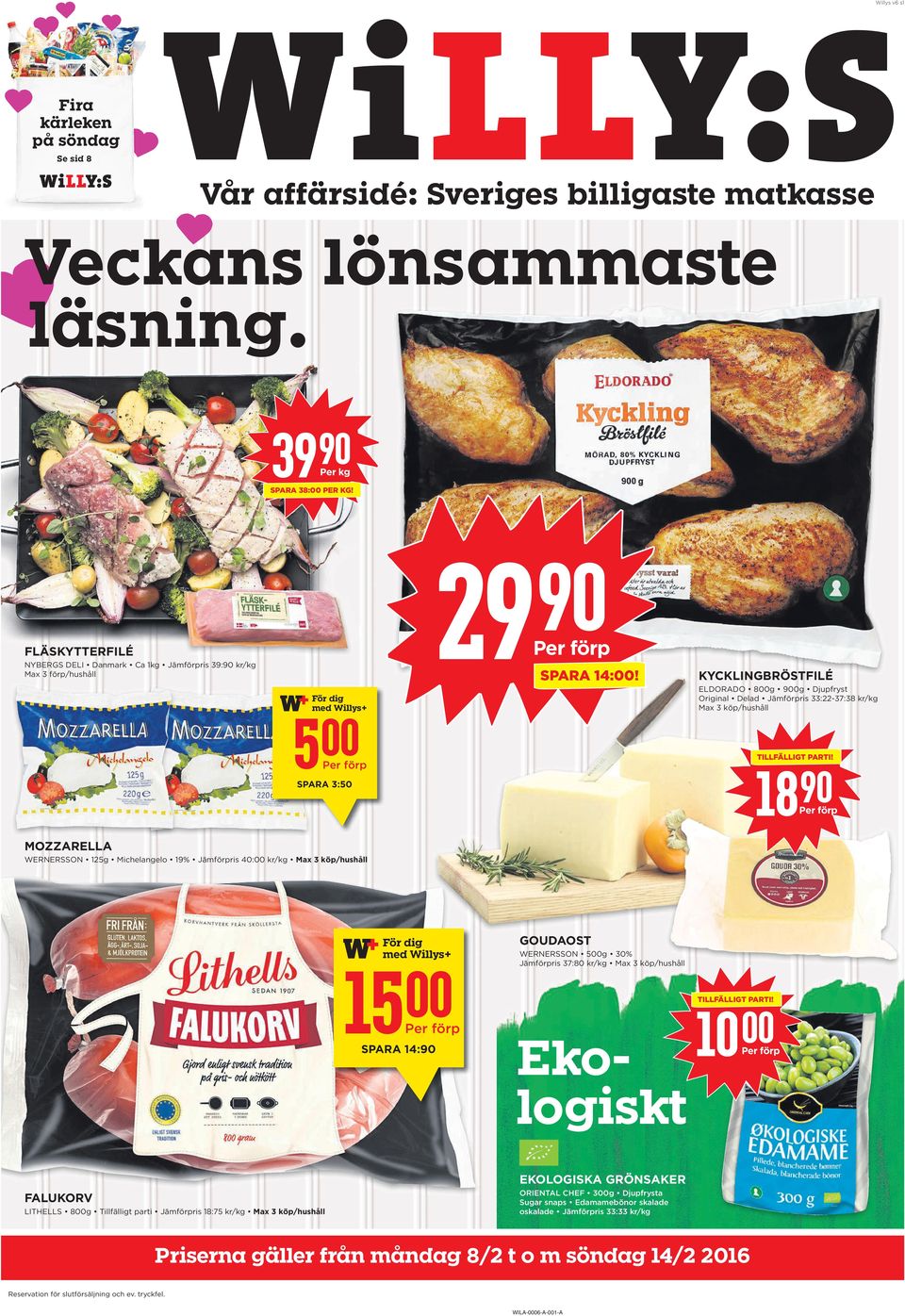 5 KYCKLINGBRÖSTFILÉ ELDORADO 8g 0g Djupfryst Original Delad Jämförpris 33:-37:38 kr/kg TillfälligT parti!