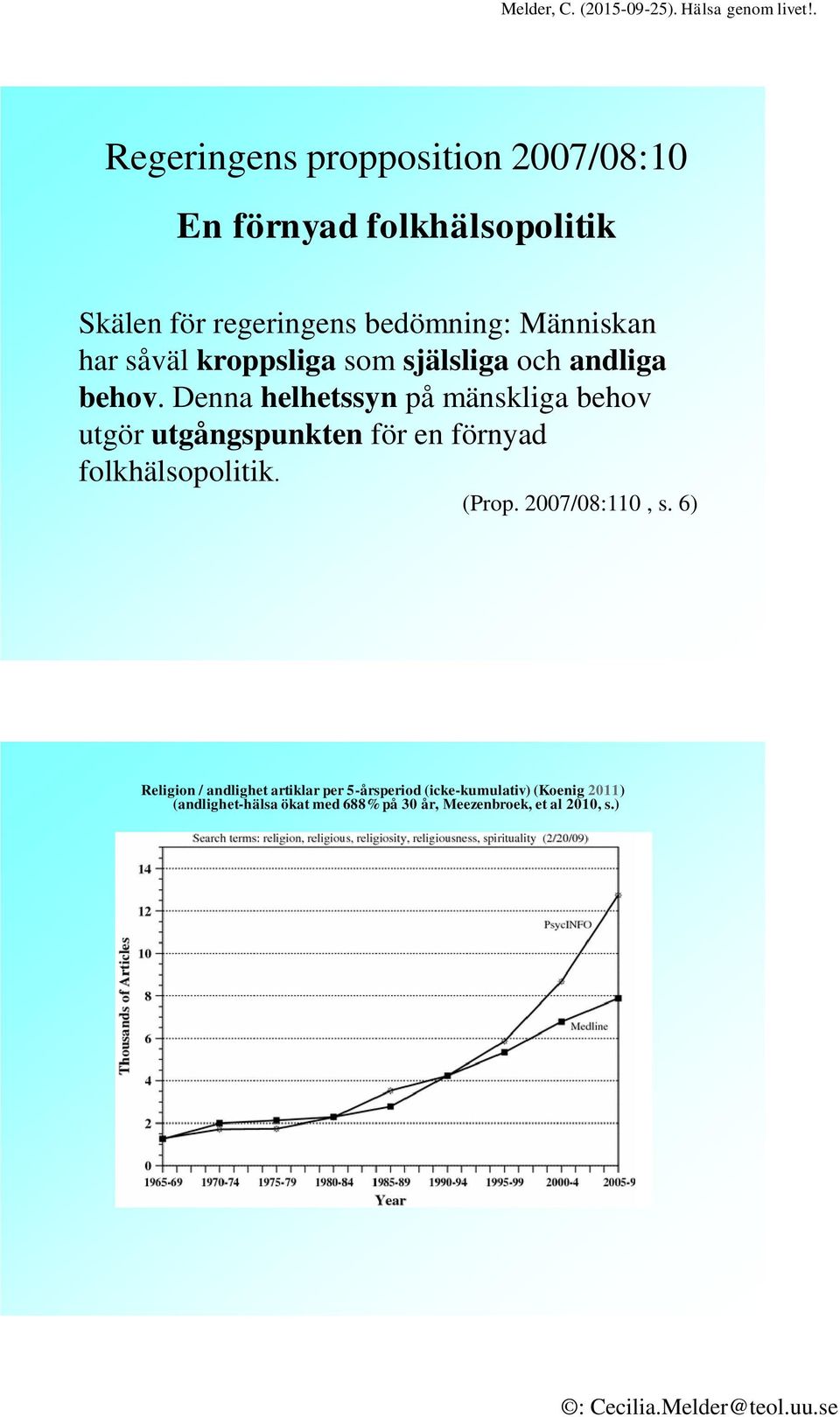 Denna helhetssyn på mänskliga behov utgör utgångspunkten för en förnyad folkhälsopolitik. (Prop.