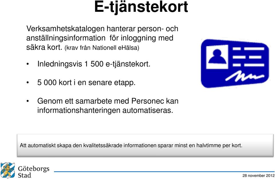 5 000 kort i en senare etapp.