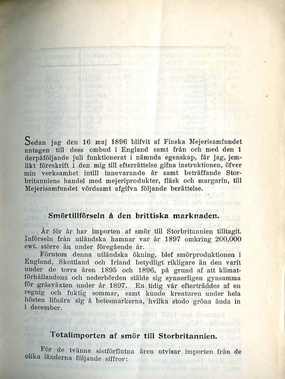 vördsamt afgifva följande berättelse. Smörtillförseln å den brittiska marknaden. Ar föl' år hal' importen af smör till Storbritannien tilltagit.