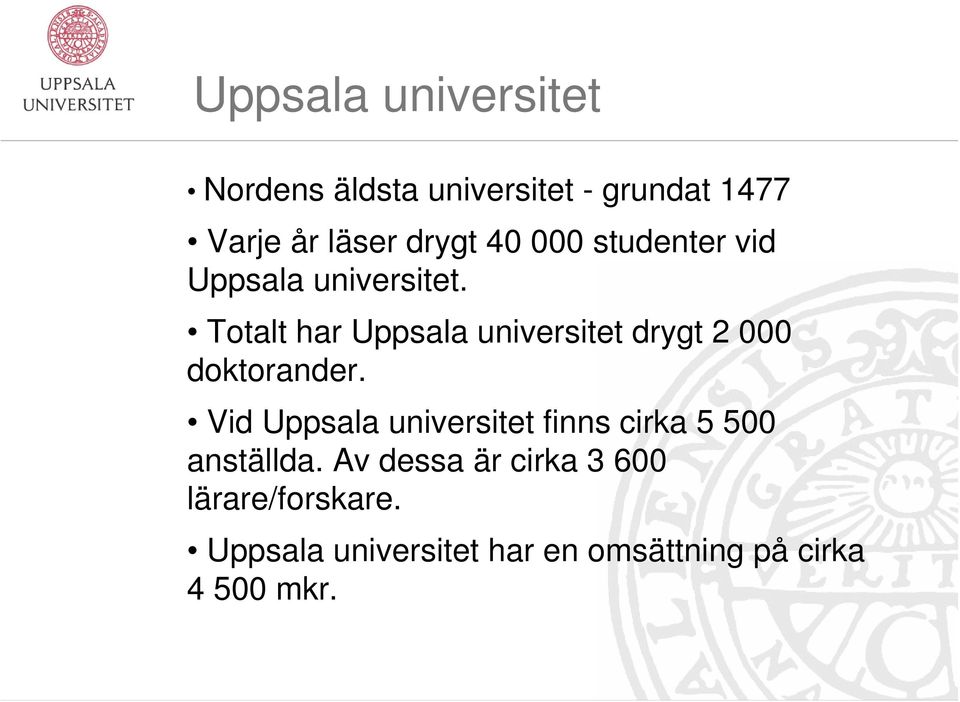 Totalt har Uppsala universitet drygt 2 000 doktorander.