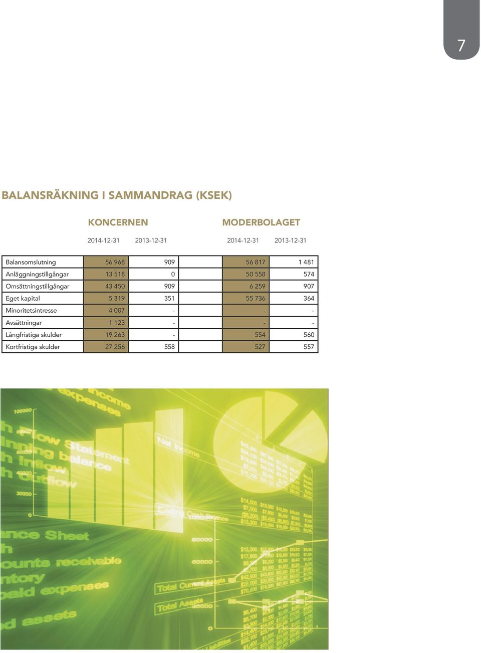 Omsättningstillgångar 43 450 909 6 259 907 Eget kapital 5 319 351 55 736 364 Minoritetsintresse 4