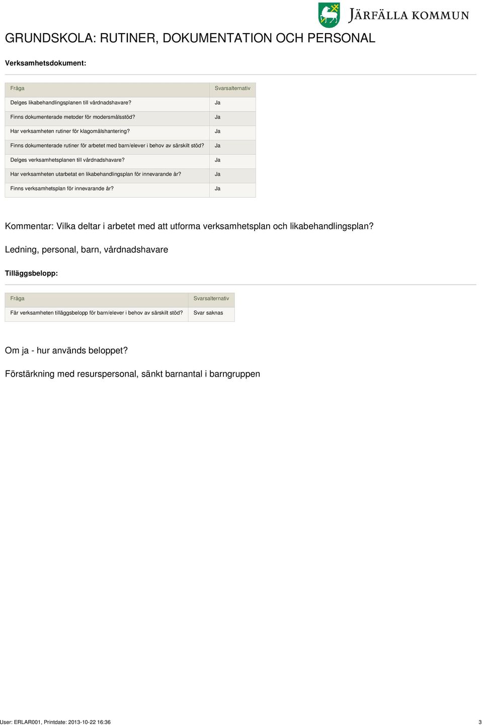 Har verksamheten utarbetat en likabehandlingsplan för innevarande år? Finns verksamhetsplan för innevarande år?