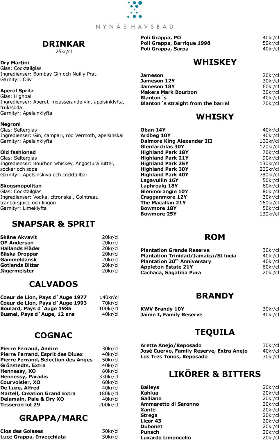 apelsinskal Garnityr: Apelsinklyfta Old fashioned Glas: Selterglas Ingredienser: Bourbon whiskey, Angostura Bitter, socker och soda Garnityr: Apelsinskiva och cocktailbär Skogsmopolitan Glas: