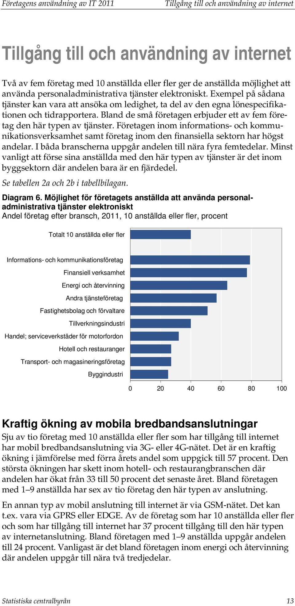 Bland de små företagen erbjuder ett av fem företag den här typen av tjänster. Företagen inom informations- och kommunikationsverksamhet samt företag inom den finansiella sektorn har högst andelar.