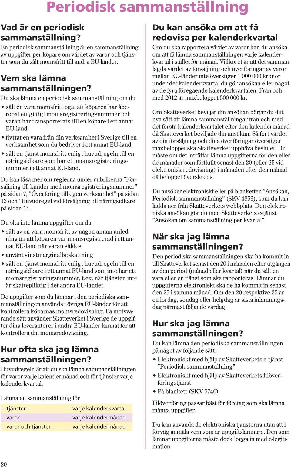 Du ska lämna en periodisk sammanställning om du sålt en vara momsfritt pga.