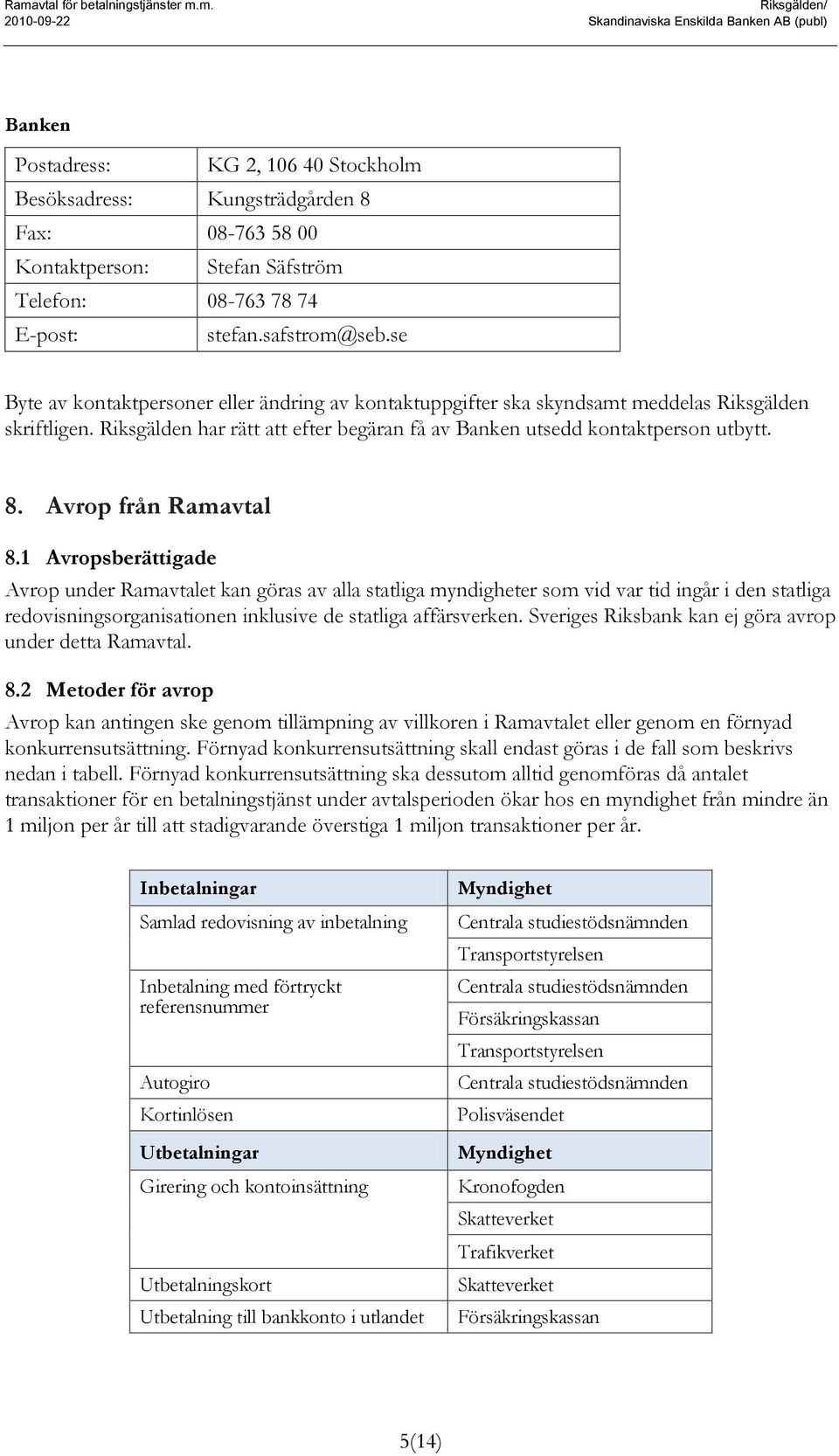 8. Avrop från Ramavtal 8.