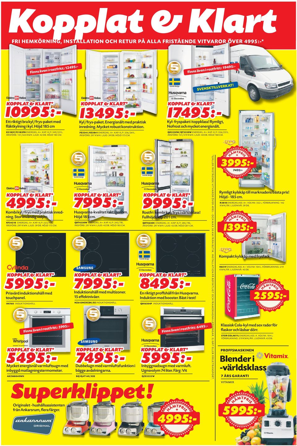 Kombi kyl/frys med praktisk inredning. Stor invändig volym. KF34210 ENERGIKL: A+. KAP: K/F: 223/92L. ÅRSFÖRB: 297 KWH. LJUD: 39 DB. HÖJD 175 CM. 7995:- Kyl- fryspaket i toppklass!