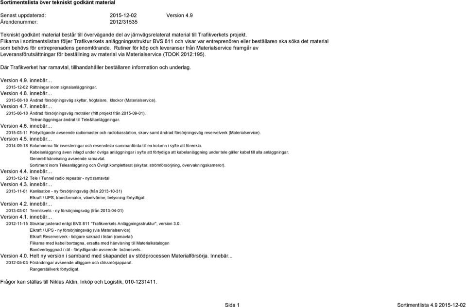 Rutiner för köp och leveranser från framgår av Leveransförutsättningar för beställning av material via (TDOK 2012:195). Där Trafikverket har, tillhandahåller beställaren information och underlag.