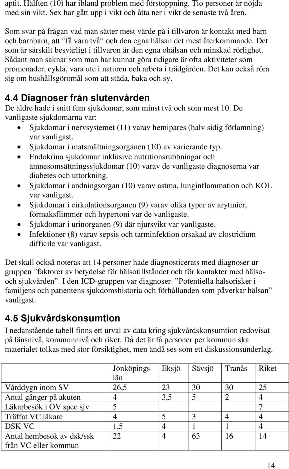 Det som är särskilt besvärligt i tillvaron är den egna ohälsan och minskad rörlighet.