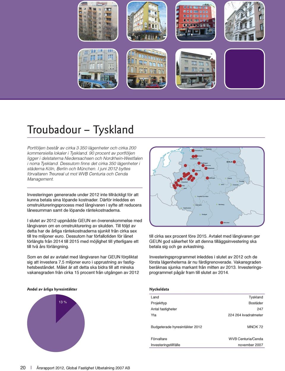 I juni 2012 byttes förvaltaren Treureal ut mot WVB Centuria och Cenda Management.