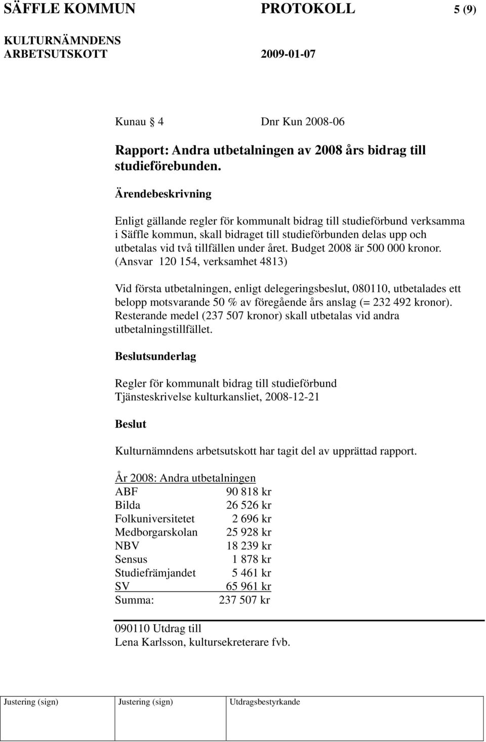 Budget 2008 är 500 000 kronor.