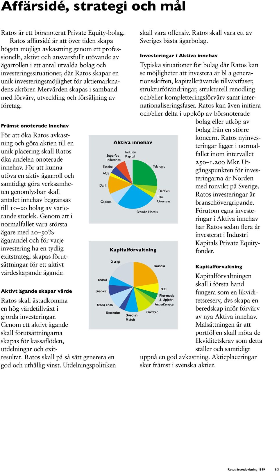 Ratos skapar en unik investeringsmöjlighet för aktiemarknadens aktörer. Mervärden skapas i samband med förvärv, utveckling och försäljning av företag.