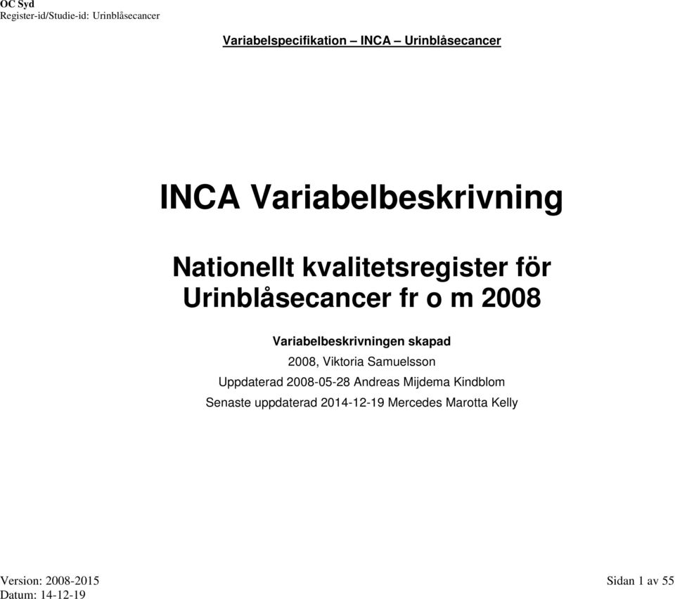 Variabelbeskrivningen skapad 2008, Viktoria Samuelsson Uppdaterad