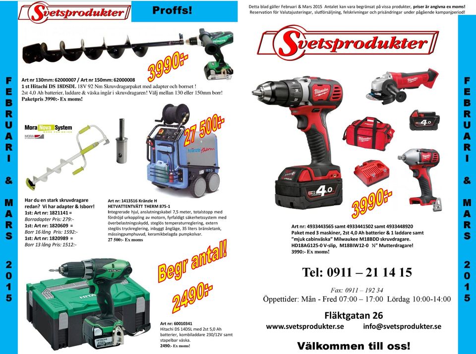 F E B U I & rt nr 130mm: 62000007 / rt nr 150mm: 62000008 1 st Hitachi DS 18DSDL 18V 92 Nm Skruvdragarpaket med adapter och borrset! 2st 4,0 h batterier, laddare & väska ingår i skruvdragaren!