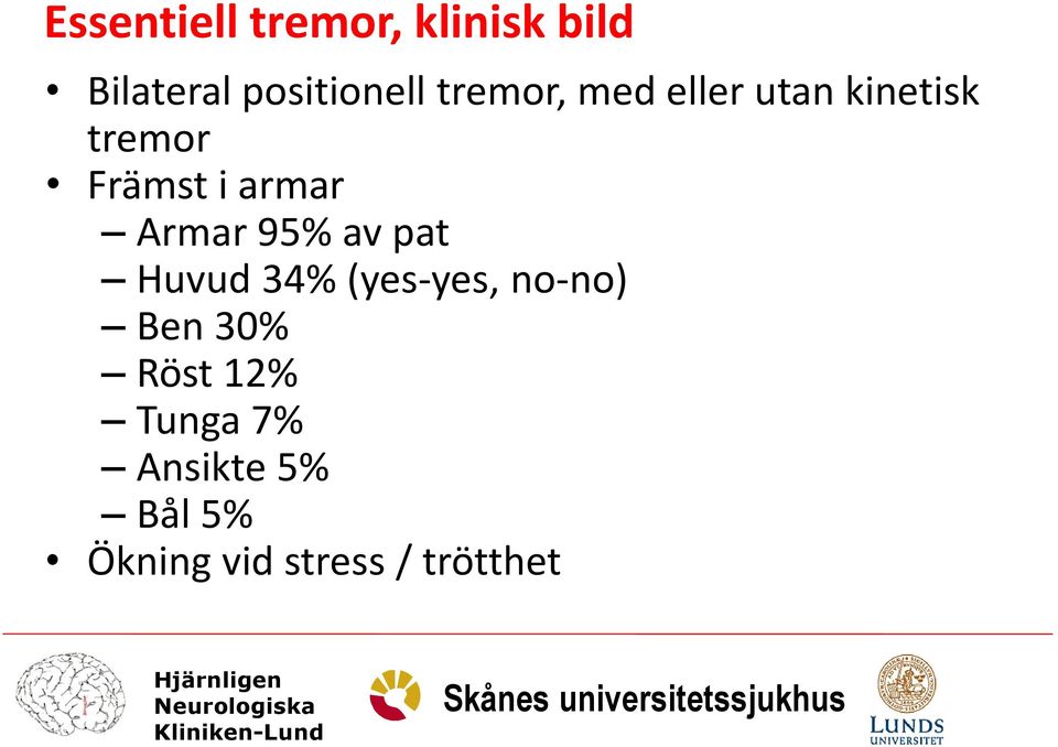 Armar 95% av pat Huvud 34% (yes-yes, no-no) Ben 30%