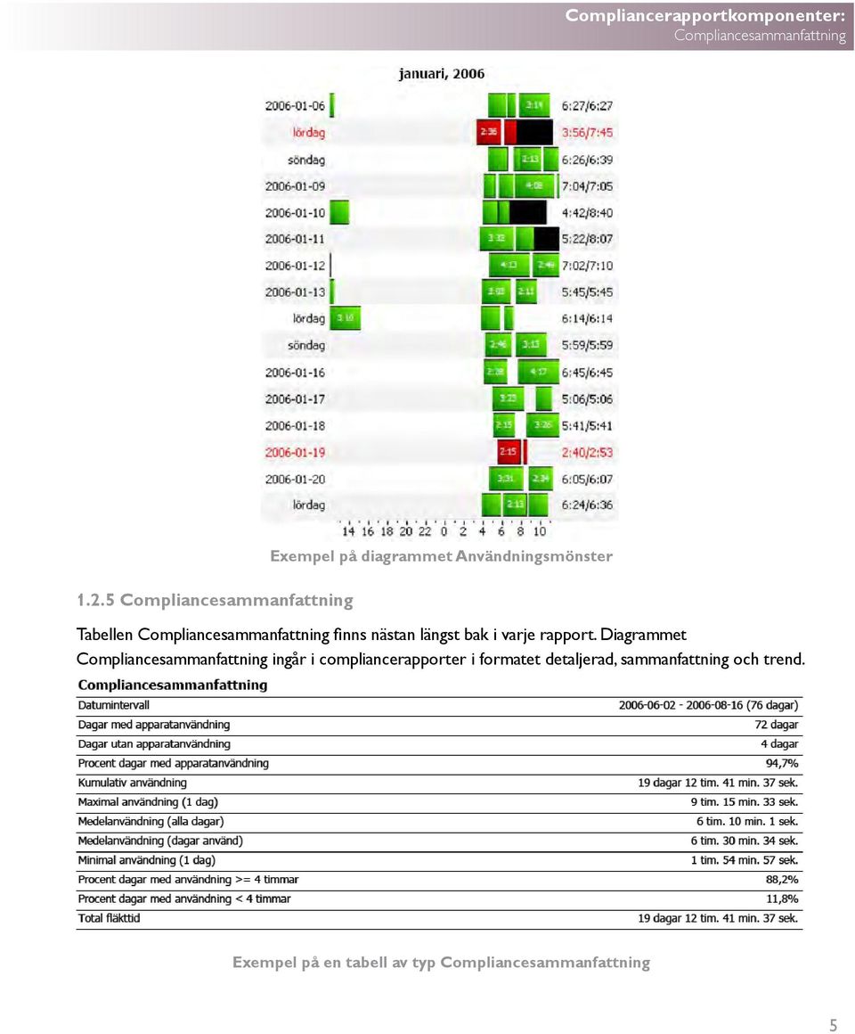 Compliancesammanfattning finns nästan längst bak i varje rapport.