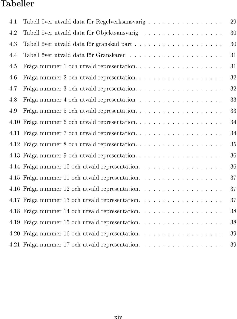 7 Fråga nummer 3 och utvald representation................... 32 4.8 Fråga nummer 4 och utvald representation.................. 33 4.9 Fråga nummer 5 och utvald representation................... 33 4.10 Fråga nummer 6 och utvald representation.